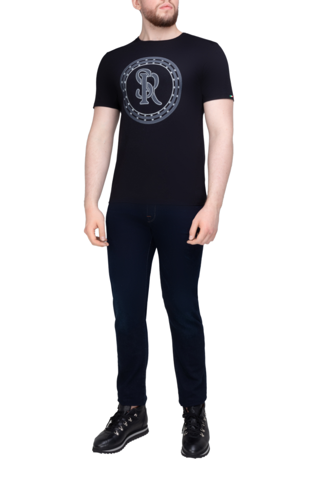 Stefano Ricci men's premium t-shirt in classic black made from high-quality knitwear 149076 - photo 2