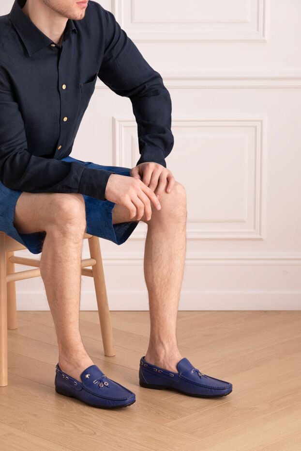 Stefano Ricci blue leather moccasins for men 149077 - photo 2