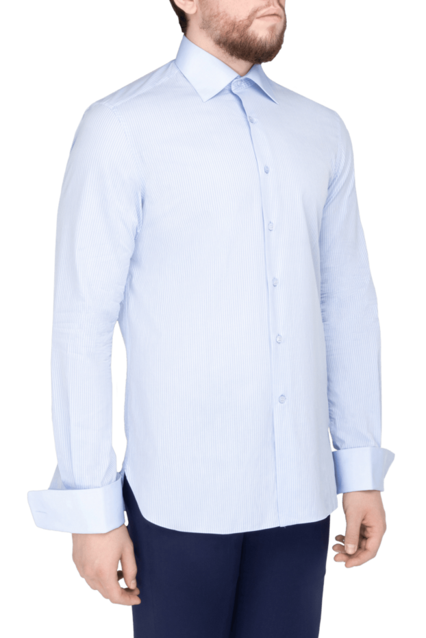 Stefano Ricci blue cotton shirt for men 149103 - photo 3
