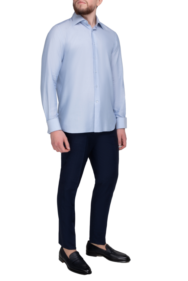 Stefano Ricci blue cotton and silk shirt for men 149106 - photo 2