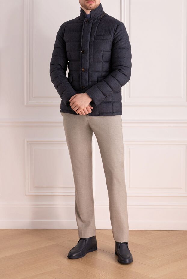 Moorer men's grey textured wool down jacket with stand-up collar and fitted silhouette 149228 - photo 3