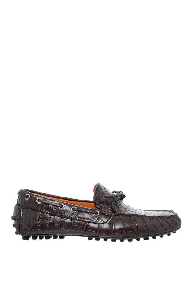 Pellettieri di Parma dark brown crocodile leather moccasins with decorative cord 149260 - photo 1