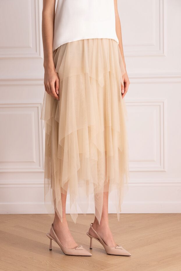 Peserico women's beige fiber midi skirt 149287 - photo 3