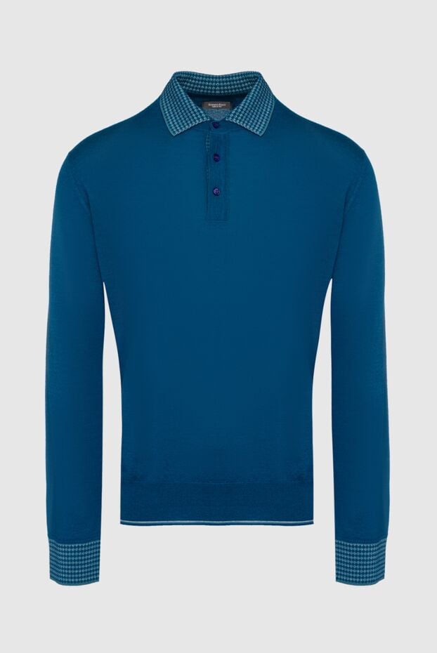 Stefano Ricci turquoise long-sleeve polo shirt with a contrasting patterned collar 149340 - photo 1