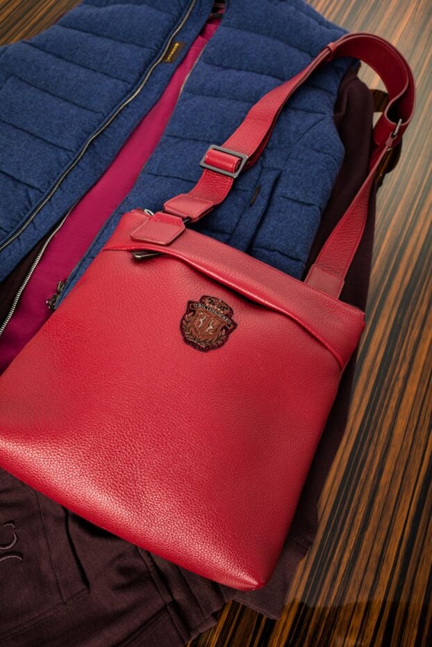 Billionaire shoulder bag made of genuine leather burgundy for men 149474 - photo 2