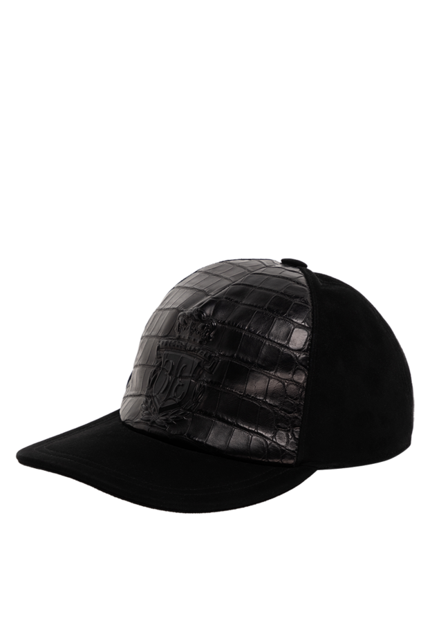 Billionaire cap made of crocodile leather and suede black for men 149501 - photo 3