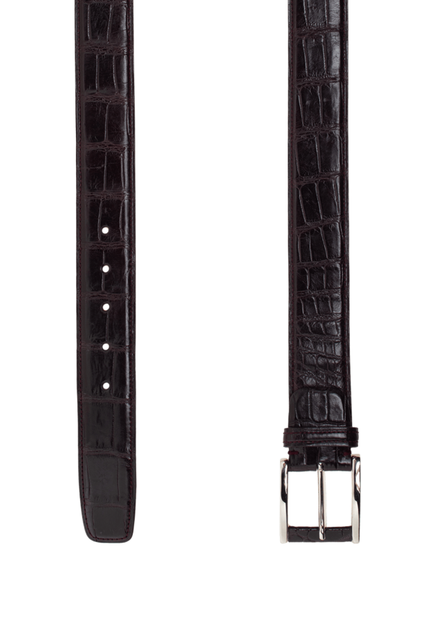 Tardini dark burgundy textured crocodile leather belt for men 149511 - photo 3