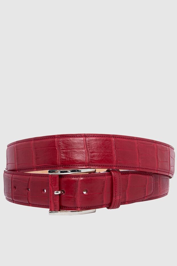 Tardini bright burgundy crocodile leather belt for men 149515 - photo 1