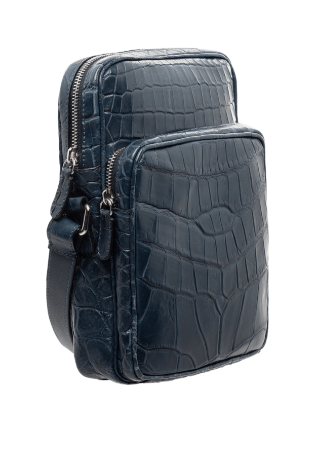 Cesare di Napoli mens blue alligator leather crossbody bag with an additional compartment 149536 - photo 3
