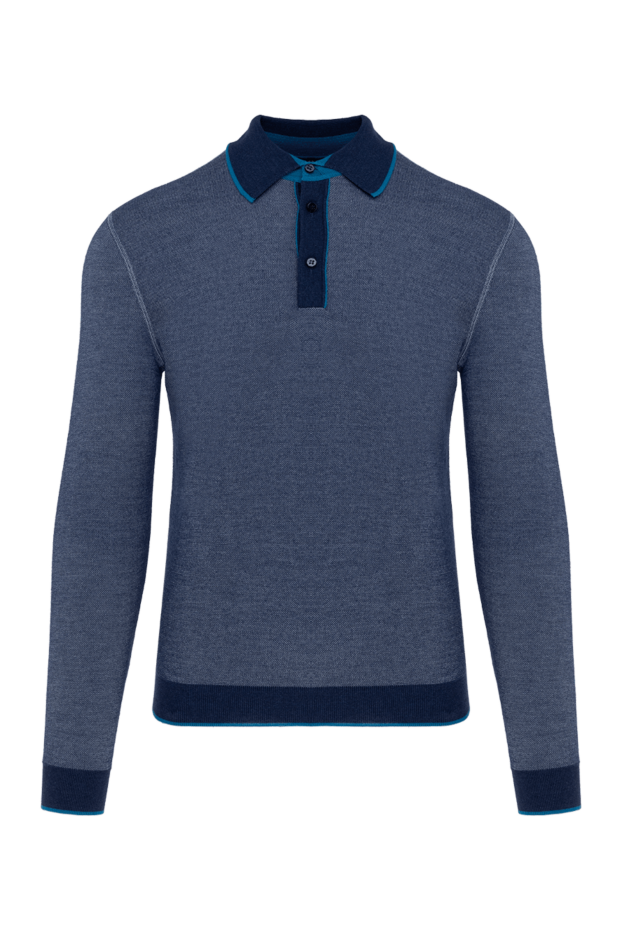 Stefano Ricci long-sleeved polo shirt in gray and blue with a contrast collar 149556 - photo 1