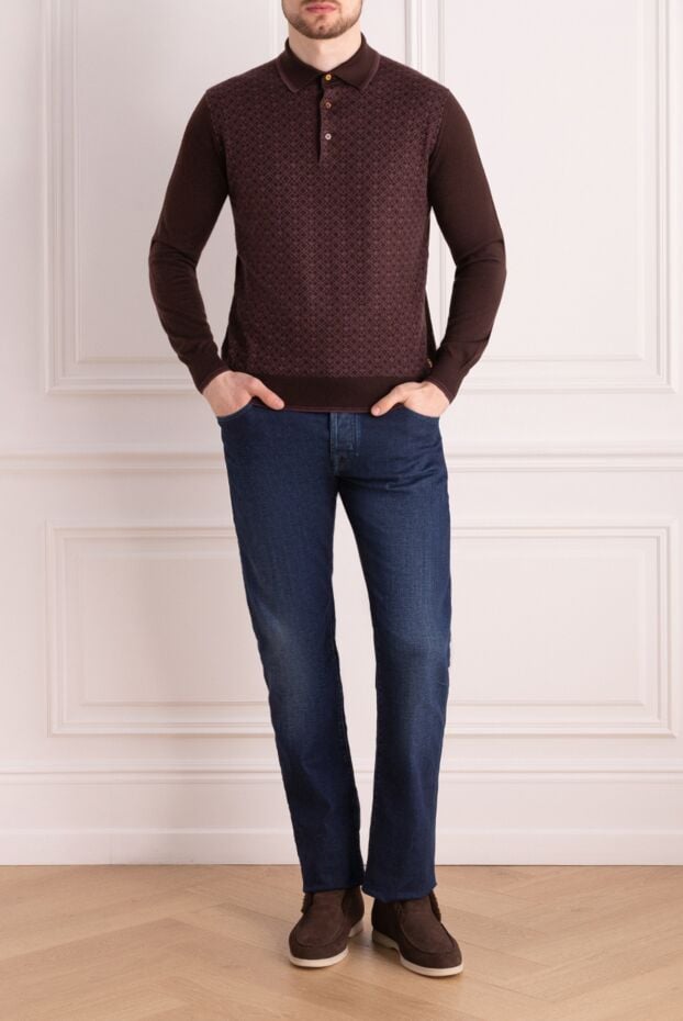 Stefano Ricci burgundy long sleeve polo shirt made of premium cashmere 149559 - photo 2