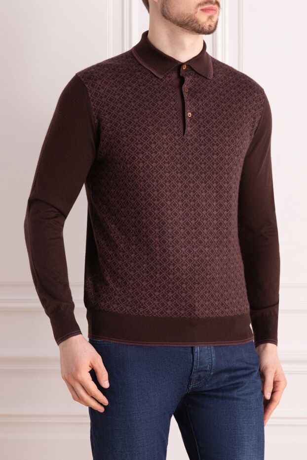 Stefano Ricci burgundy long sleeve polo shirt made of premium cashmere 149559 - photo 3