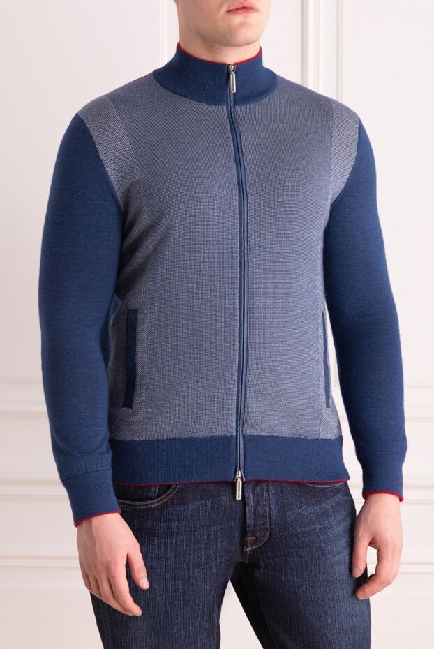 Stefano Ricci men's light blue cashmere zip-up jumper 149574 - photo 3
