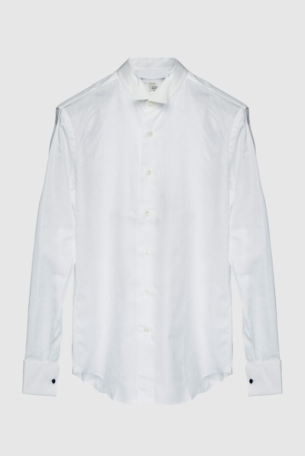 Men's white tuxedo shirt with textured fabric - photo 1