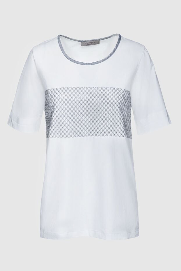 D.Exterior women's cotton white t-shirt with crystal mesh 149763 - photo 1