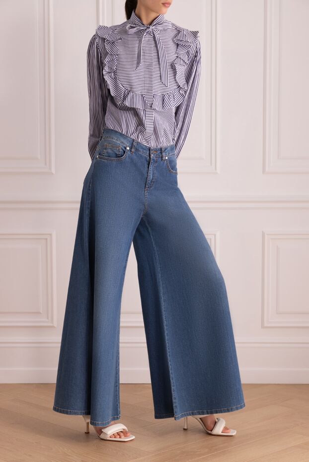 D.Exterior high rise wide leg blue denim palazzo jeans 149806 - photo 3