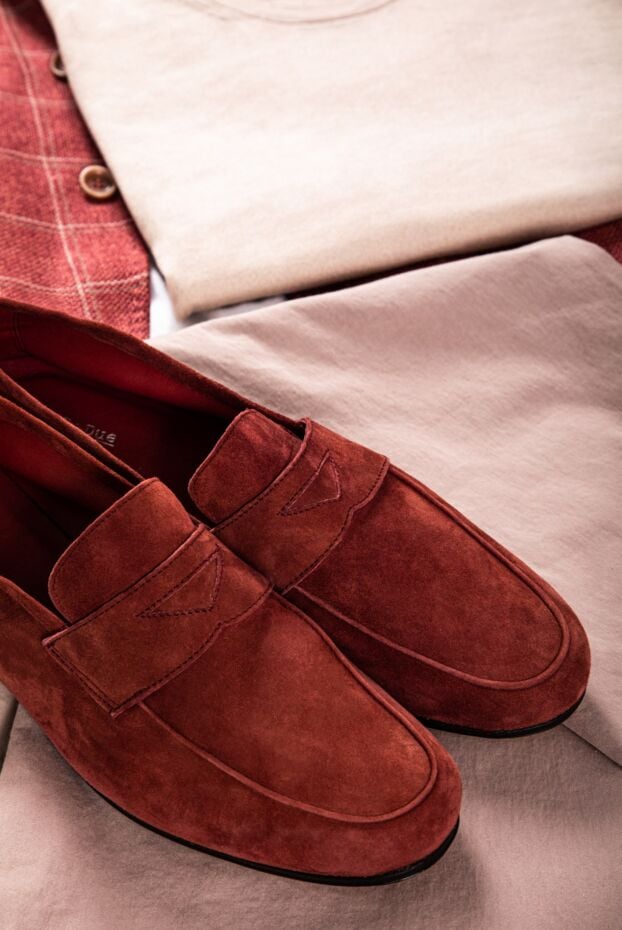 Andrea Ventura men's penny loafers made of genuine suede brick 149844 - photo 2