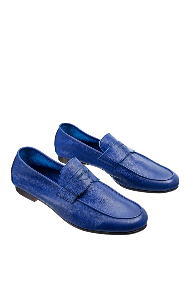Andrea Ventura deep blue leather penny loafers for men 149855 - photo 3