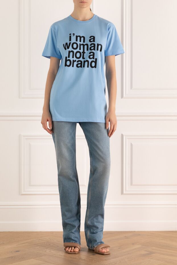 Erika Cavallini женские футболка из хлопка голубая женская купить с ценами и фото 149897 - фото 2
