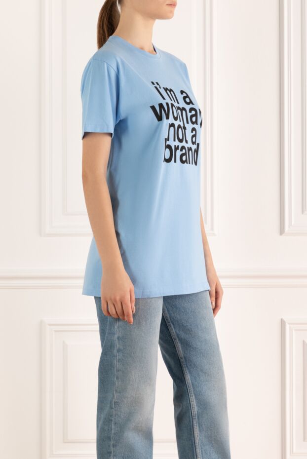 Erika Cavallini blue cotton t-shirt with a large print \