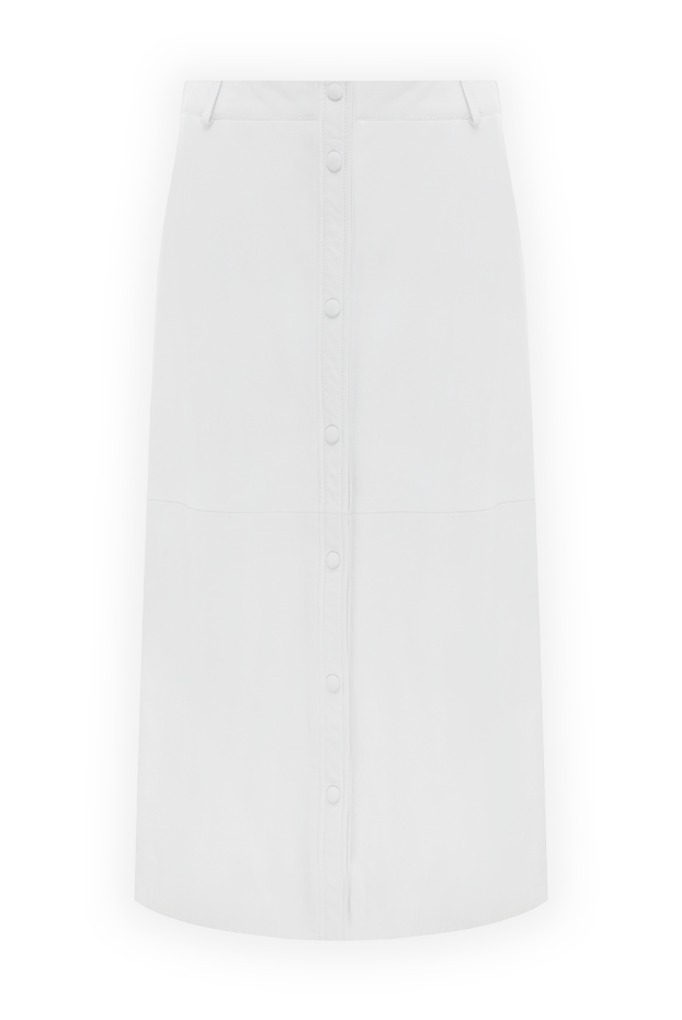 Fleur de Paris white leather midi skirt with decorative button placket 149904 - photo 1