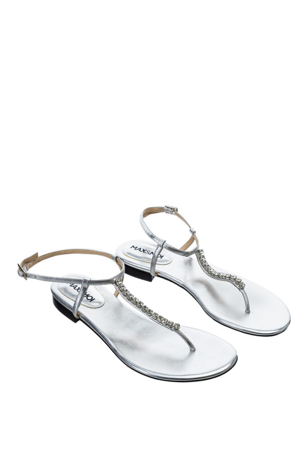 Max&Moi women's leather sandals with thin straps and rhinestones, gray 149964 - photo 3