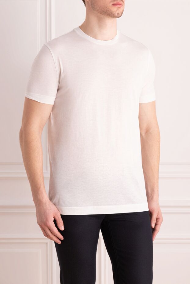 Tombolini white cotton t-shirt with a fine texture and classic cut 149975 - photo 3