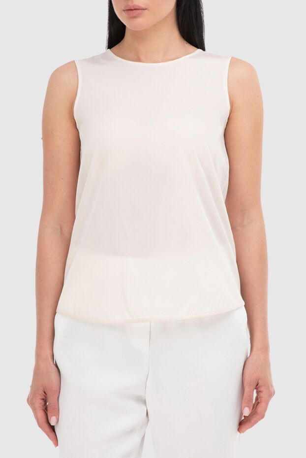 Peserico straight cut top with a round neckline in white 150031 - photo 3