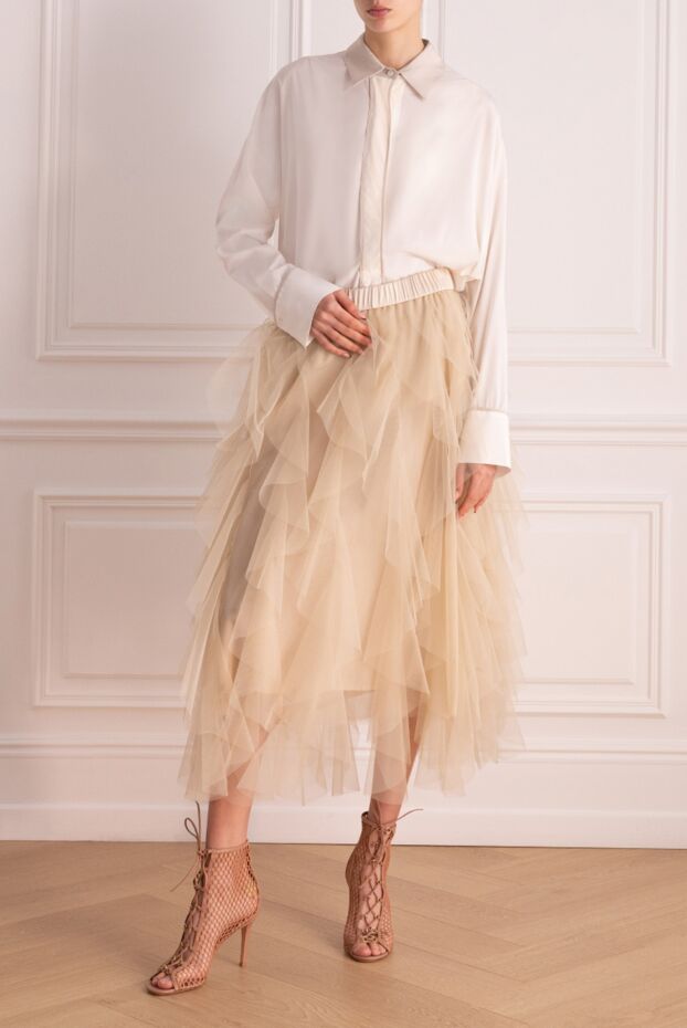 Peserico женские юбка из шелка бежевая женская купить с ценами и фото 150032 - фото 2