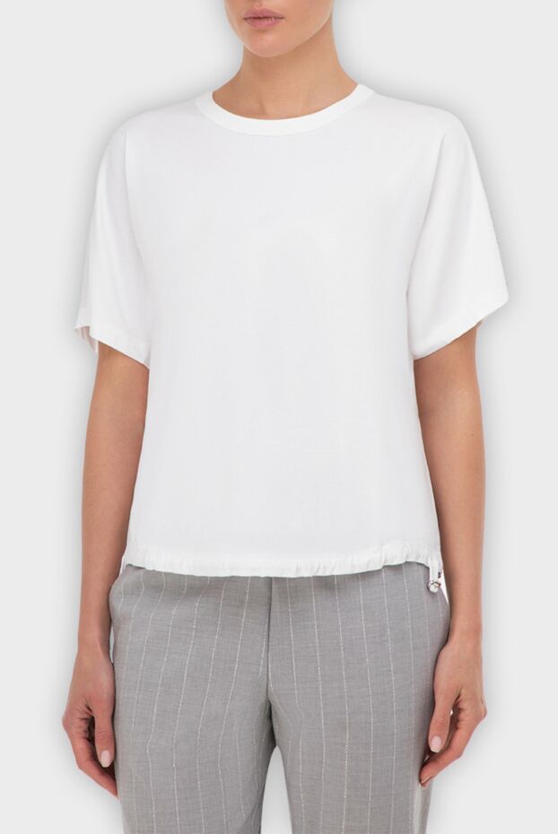 Peserico white womens t-shirt with a tie detail 150033 - photo 3