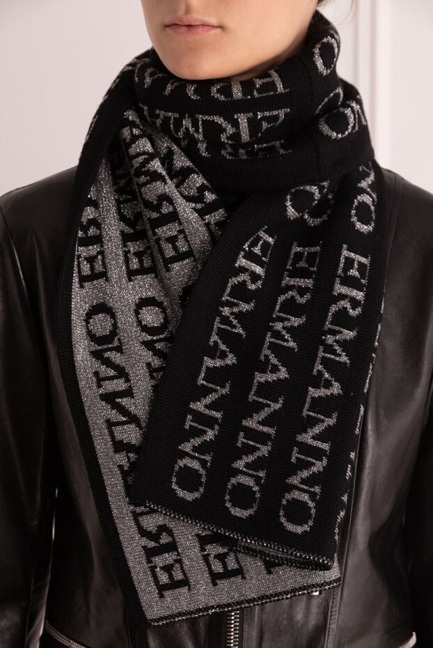 Ermanno Scervino women's black classic scarf with logo 150109 - photo 2