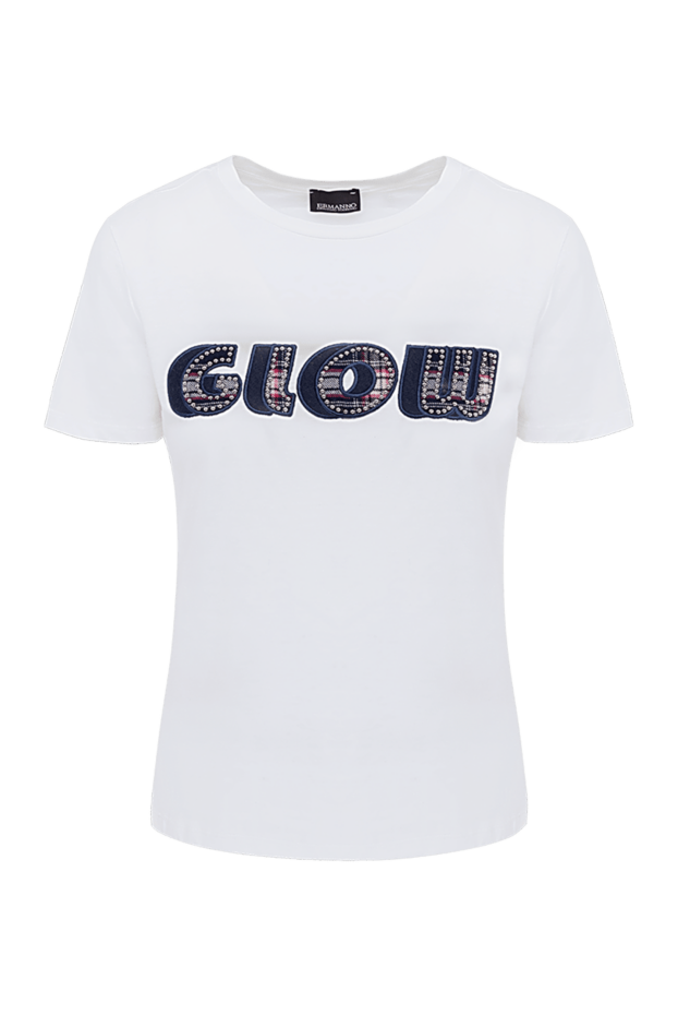 Ermanno Scervino white knitted t-shirt with the inscription glow and glitter 150111 - photo 1