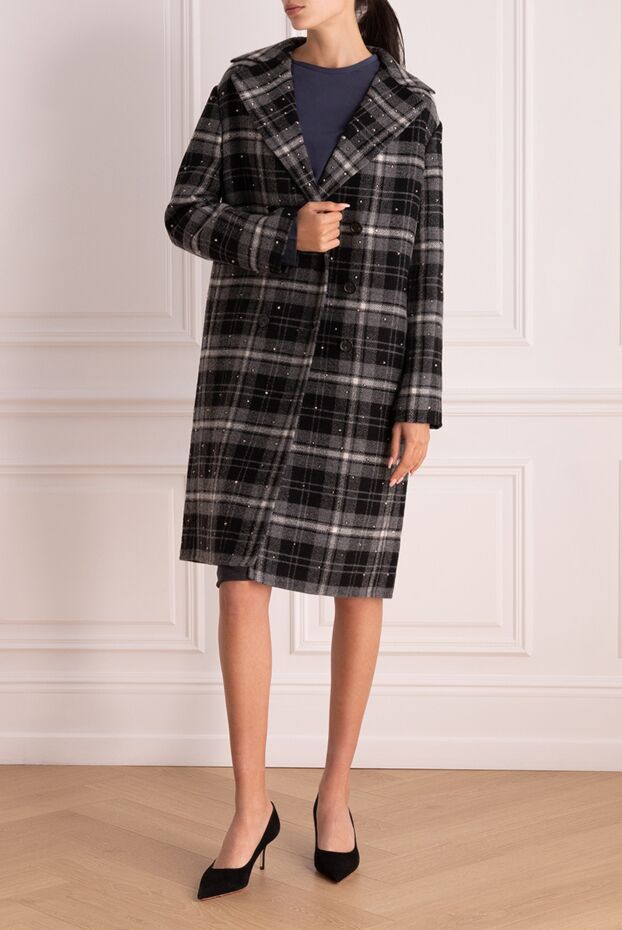 Gray wool and cotton coat for women - photo 2