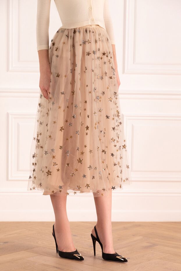 Valentino lightweight layered skirt with starry embroidery and elastic waistband 150190 - photo 3