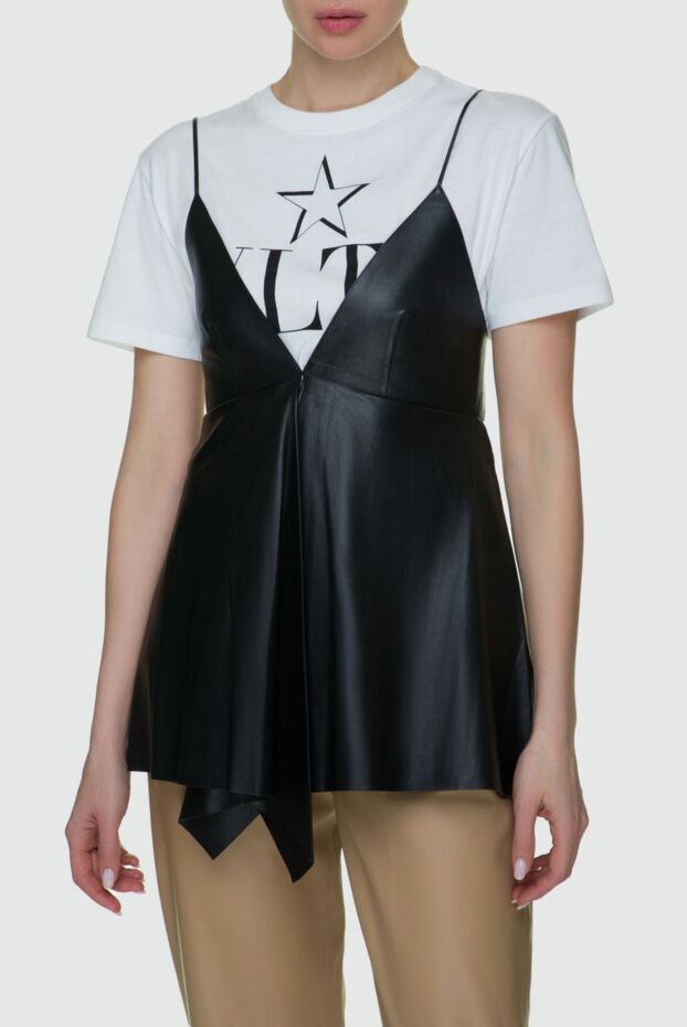 Valentino black leather flared top 150194 - photo 3
