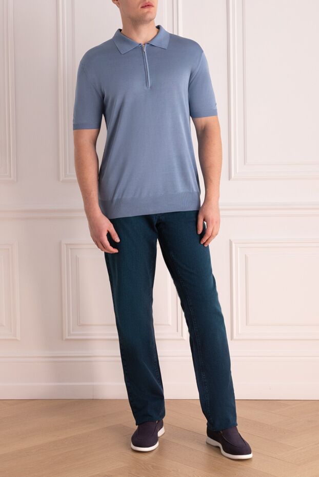 Cesare di Napoli man blue silk polo for men buy with prices and photos 150226 - photo 2