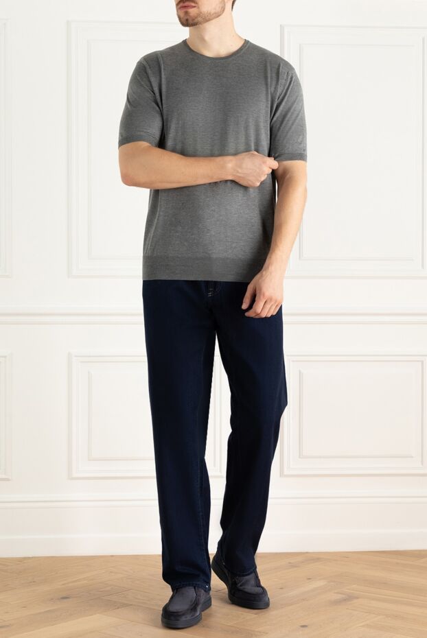 Cesare di Napoli man short sleeve jumper in silk and cotton gray for men buy with prices and photos 150230 - photo 2