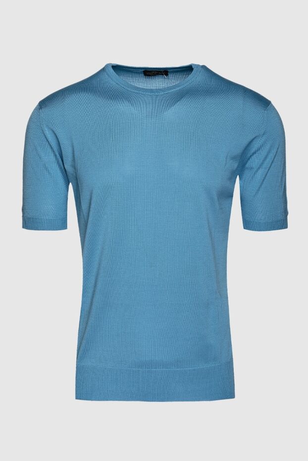 Cesare di Napoli man blue short sleeve silk jumper for men buy with prices and photos 150240 - photo 1