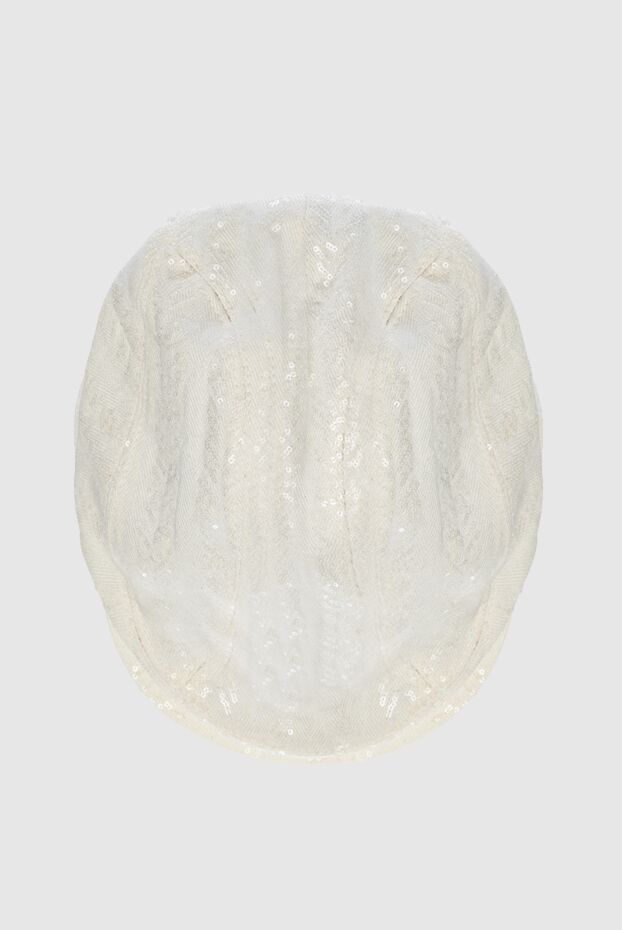 White women's flat cap with sewn beads - photo 1