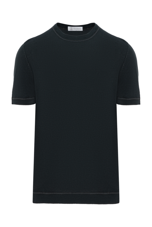 Dark blue cotton short sleeve jumper with contrast stitching (markdown) - photo 1