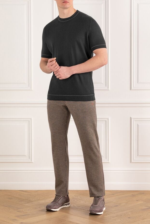 Dark blue cotton short sleeve jumper with contrast stitching (markdown) - photo 2