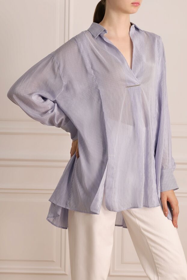 Panicale women's blouse with striped pattern blue 150429 - photo 3