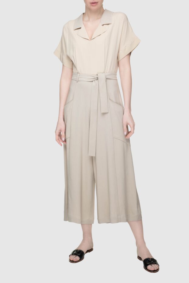 Panicale stylish beige jumpsuit with a belt and wide legs 150446 - photo 3
