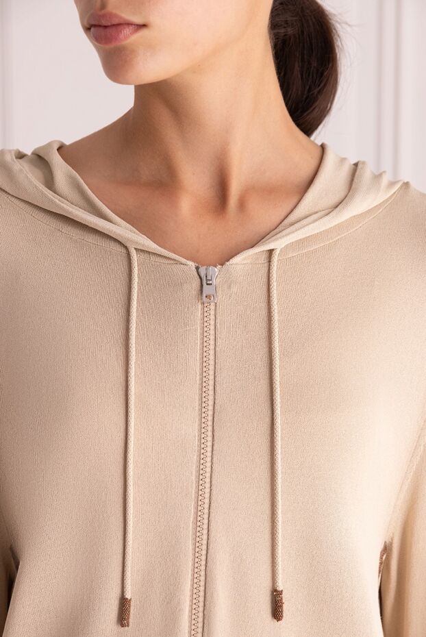 Panicale women's beige suit with a hood and a zipper 150447 - photo 3