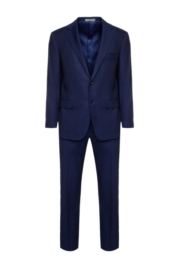 Corneliani mens blue suit made of wool fabric with microstructure 150475 - photo 1