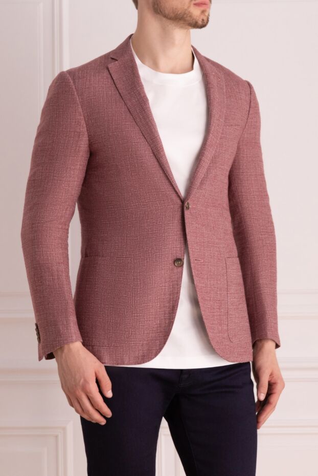 Corneliani stylish men's jacket made of a blend of wool, linen, and silk, reddish pink 150478 - photo 3