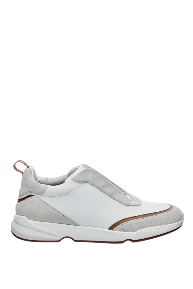 Loro Piana men's modular walk sneakers in white and gray with a contrasting brown stripe 150581 - photo 1