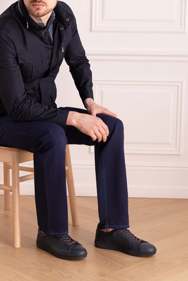 Loro Piana синие сникеры из мягкой кожи с изысканным акцентом на пятке и язычке 150582 - фото 2