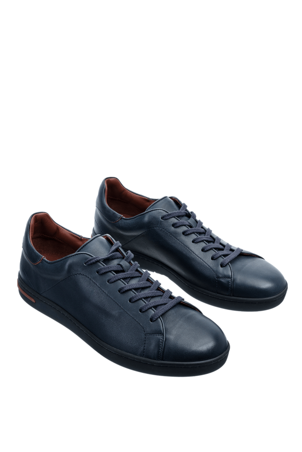 Loro Piana blue sneakers made from soft leather with a sophisticated accent on the heel and tongue 150582 - photo 3
