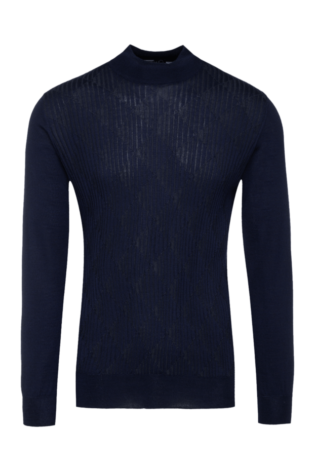 Zilli man men's jumper with a high stand-up collar, cashmere and silk, blue buy with prices and photos 150626 - photo 1
